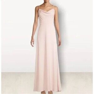 Adrianna Papell Maxi Dress NWT Blush Crepe Cowl Neck Pink Gown Womens Size 8